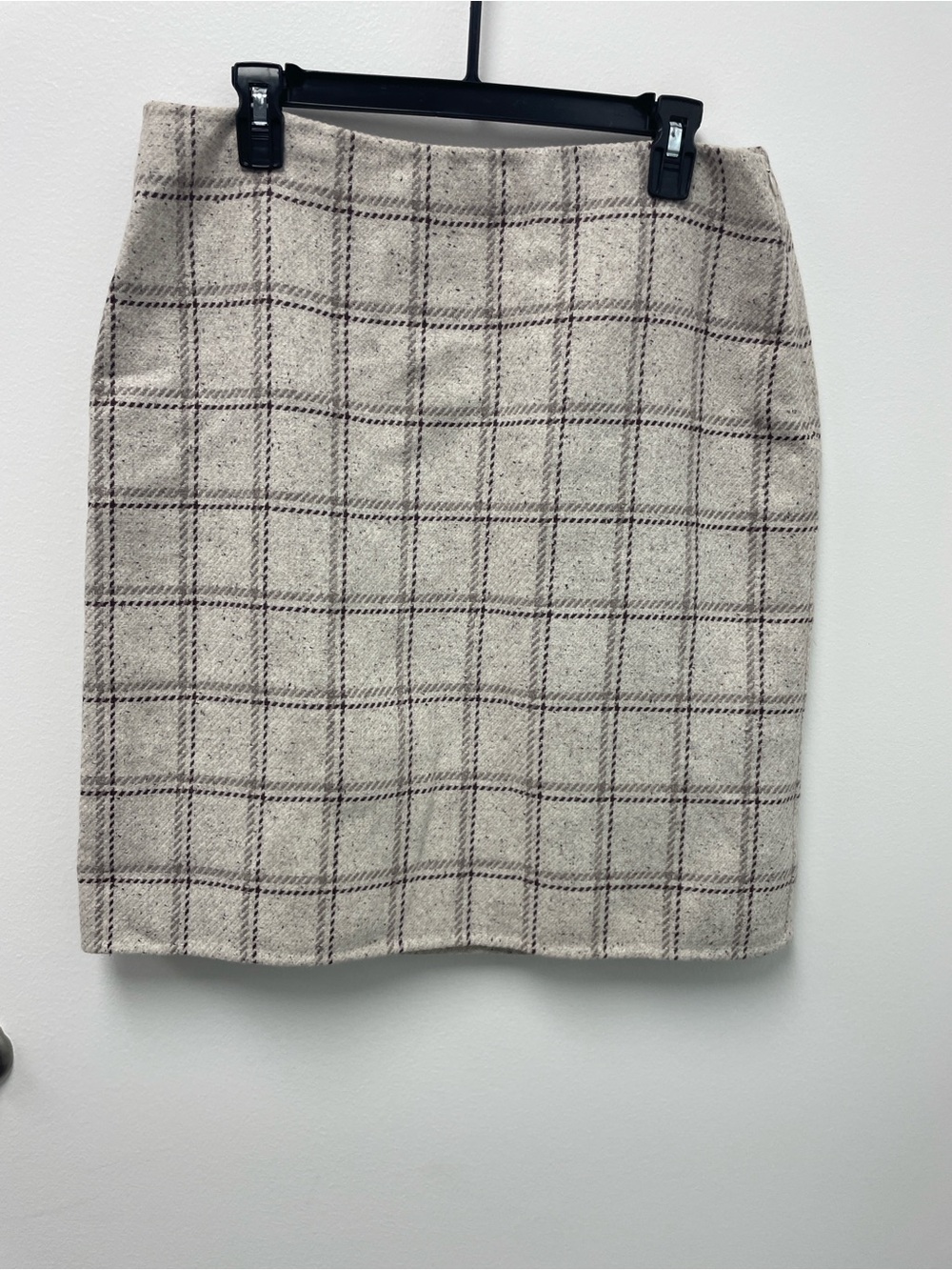 Neutral Plaid Pencil Skirt - Cream Check